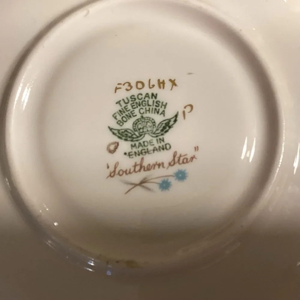 Tuscan Brand Fine English China Saucer in “Southern Star” Pattern